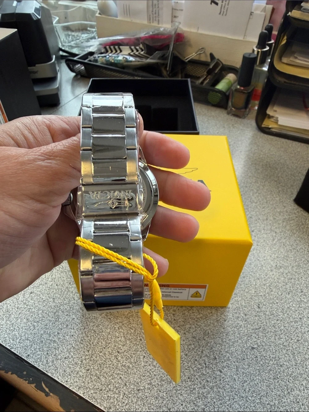 Invicta Silver Watch with Turquoise Dial and Skeleton Movement